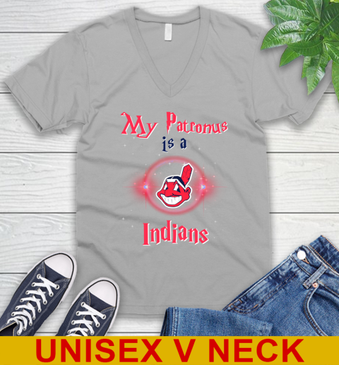MLB Baseball Harry Potter My Patronus Is A Cleveland Indians V-Neck T-Shirt 3