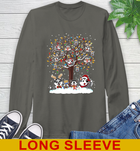 Husky dog pet lover light christmas tree shirt 205