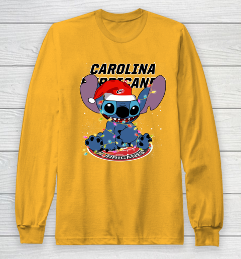 Carolina Hurricanes NHL Hockey noel stitch Christmas Long Sleeve T-Shirt 2