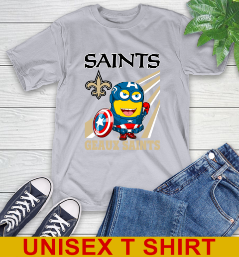 NFL Football New Orleans Saints Captain America Marvel Avengers Minion Shirt T-Shirt 5