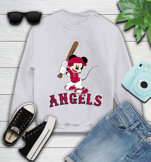 MLB Baseball Los Angeles Angels Cheerful Mickey Mouse Shirt Youth Sweatshirt 4