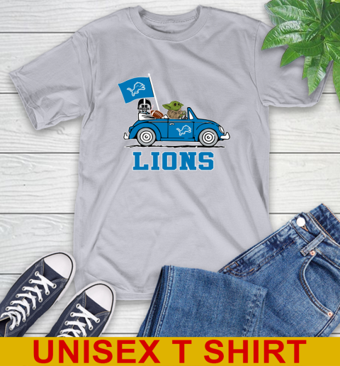 NFL Football Detroit Lions Darth Vader Baby Yoda Driving Star Wars Shirt T-Shirt 6