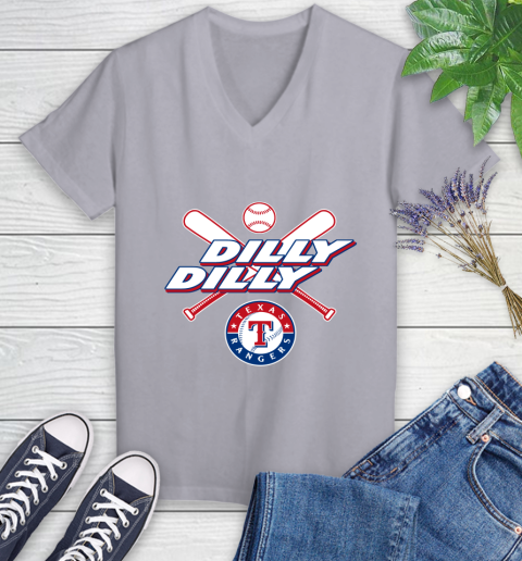 MLB Texas Rangers Dilly Dilly Baseball Sports Women's V-Neck T-Shirt 4
