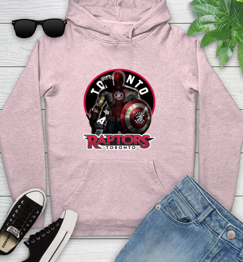 Toronto Raptors NBA Basketball Captain America Thor Spider Man Hawkeye Avengers Youth Hoodie 10