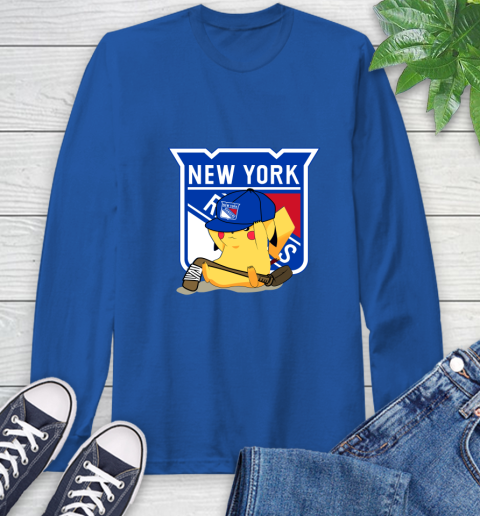 NHL Pikachu Hockey Sports New York Rangers Long Sleeve T-Shirt 9