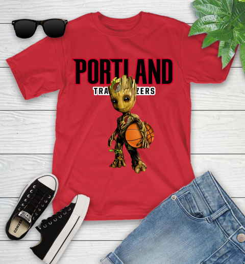 Portland Trail Blazers NBA Basketball Groot Marvel Guardians Of The Galaxy Youth T-Shirt 10