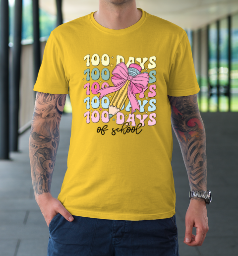 100 Days of School Girls Coquette Bow 100th Day of School T-Shirt 4