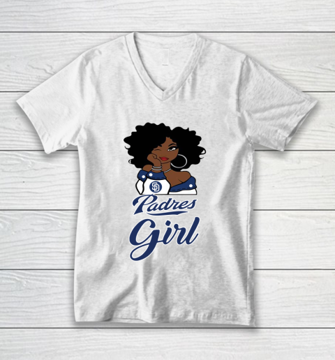 San Diego Padress Girl MLB V-Neck T-Shirt 2