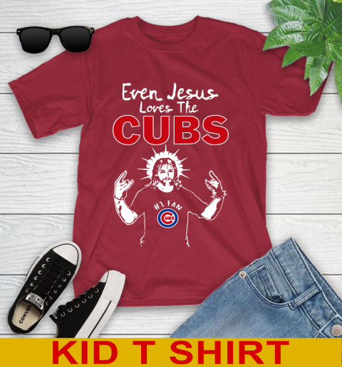 Chicago Cubs MLB Baseball Even Jesus Loves The Cubs Shirt Youth T-Shirt 12