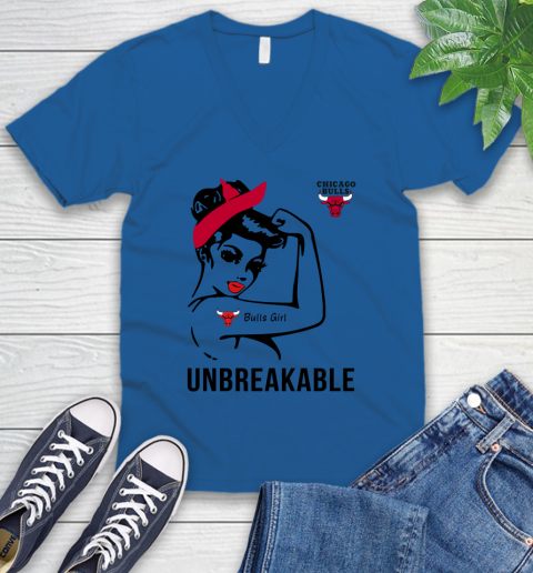 NBA Chicago Bulls Girl Unbreakable Basketball Sports V-Neck T-Shirt 3
