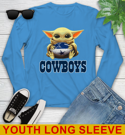 NFL Football Dallas Cowboys Baby Yoda Star Wars Shirt Youth Long Sleeve 8