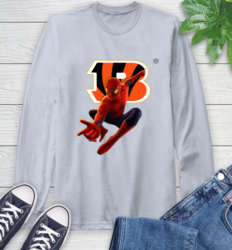 NFL Spider Man Avengers Endgame Football Cincinnati Bengals Long Sleeve T-Shirt 6