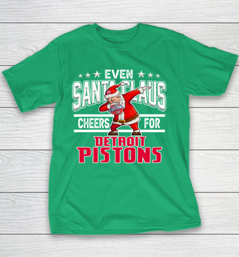 Detroit Pistons Even Santa Claus Cheers For Christmas NBA Youth T-Shirt 3