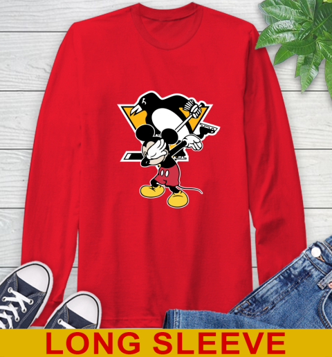 Pittsburgh Penguins NHL Hockey Dabbing Mickey Disney Sports Long Sleeve T-Shirt 10