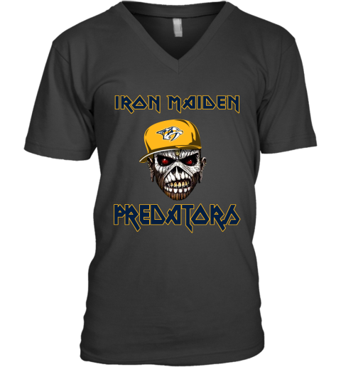NHL Nashville Predators Iron Maiden Rock Band Music Hockey Sports u8VFmjpoMpR v neck unisex 8 95 151514 front black