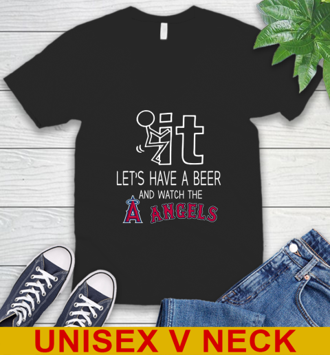 Los Angeles Angels Baseball MLB Let's Have A Beer And Watch Your Team Sports V-Neck T-Shirt