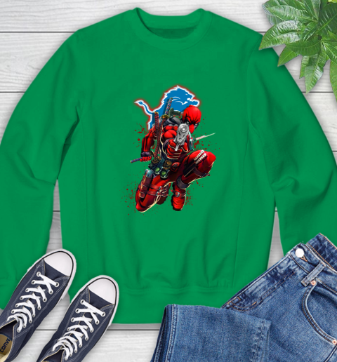 NFL Deadpool Marvel Comics Sports Football Detroit Lions Sweatshirt 6