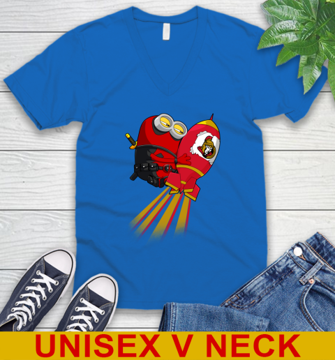 NHL Hockey Ottawa Senators Deadpool Minion Marvel Shirt V-Neck T-Shirt 5