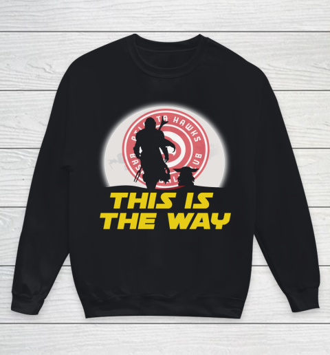 Atlanta Hawks NBA Basketball Star Wars Yoda And Mandalorian This Is The Way Youth Sweatshirt