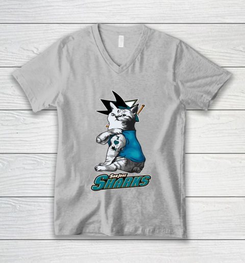 NHL My Cat Loves San Jose Sharks Hockey V-Neck T-Shirt 4 NHL My Cat Loves San Jose Sharks Hockey V-Neck T-Shirt - Image 4