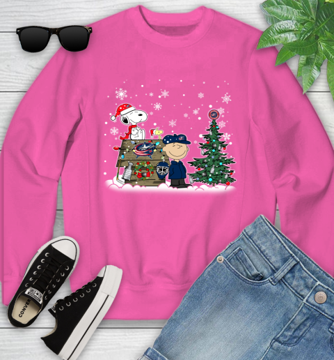 NHL Columbus Blue Jackets Snoopy Charlie Brown Woodstock Christmas Stanley Cup Hockey Youth Sweatshirt 6