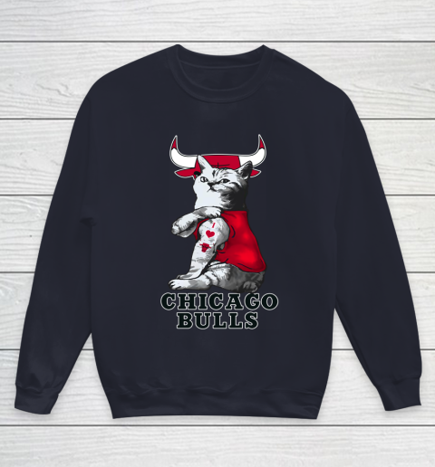 NBA Basketball My Cat Loves Chicago Bulls Youth Sweatshirt 2