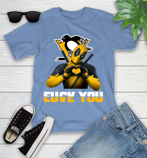NHL Pittsburgh Penguins Deadpool Love You Fuck You Hockey Sports Youth T-Shirt 15