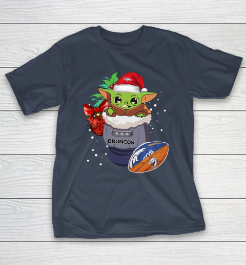 Denver Broncos Christmas Baby Yoda Star Wars Funny Happy NFL T-Shirt 5