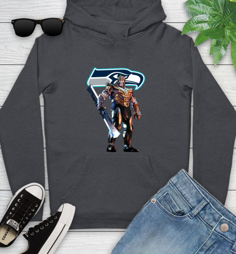 NFL Thanos Gauntlet Avengers Endgame Football Seattle Seahawks Youth Hoodie 8