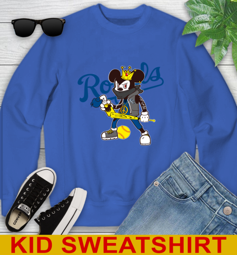 Kansas City Royals MLB Baseball Mickey Peace Sign Sports Youth Sweatshirt 7