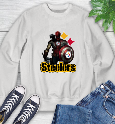 NFL Captain America Thor Spider Man Hawkeye Avengers Endgame Football Pittsburgh Steelers Sweatshirt