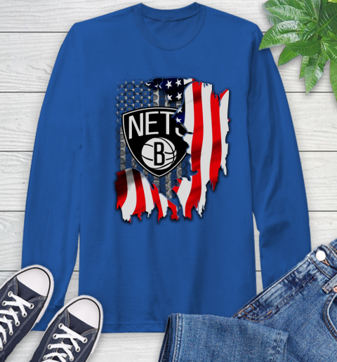 Brooklyn Nets NBA Basketball American Flag Long Sleeve T-Shirt 10