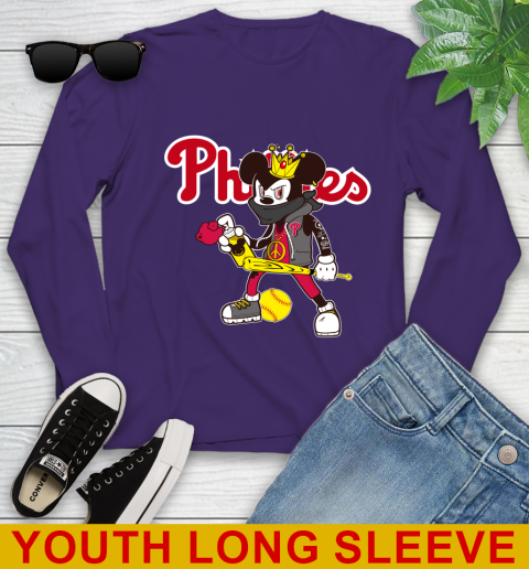 Philadelphia Phillies MLB Baseball Mickey Peace Sign Sports Youth Long Sleeve 5
