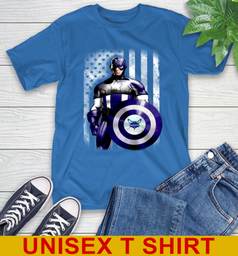 Charlotte Hornets NBA Basketball Captain America Marvel Avengers American Flag Shirt T-Shirt 11