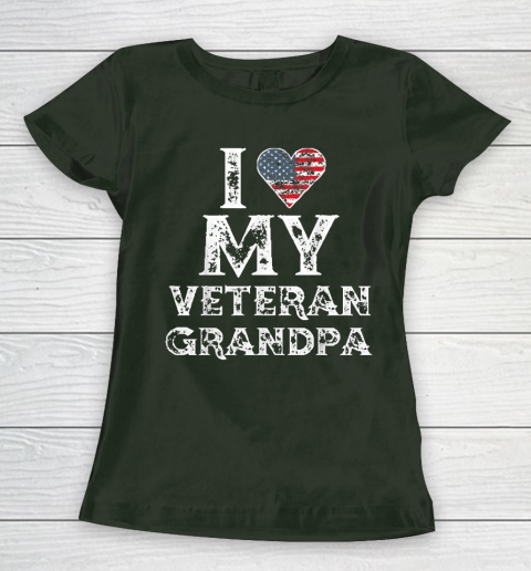 I Love My Veteran Grandpa Vintage Veteran's Day Women's T-Shirt 4