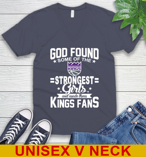 Sacramento Kings NBA Basketball God Found Some Of The Strongest Girls Adoring Fans V-Neck T-Shirt - Image 8