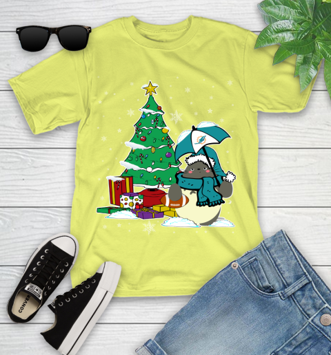 Miami Dolphins NFL Football Cute Tonari No Totoro Christmas Sports Youth T-Shirt 10