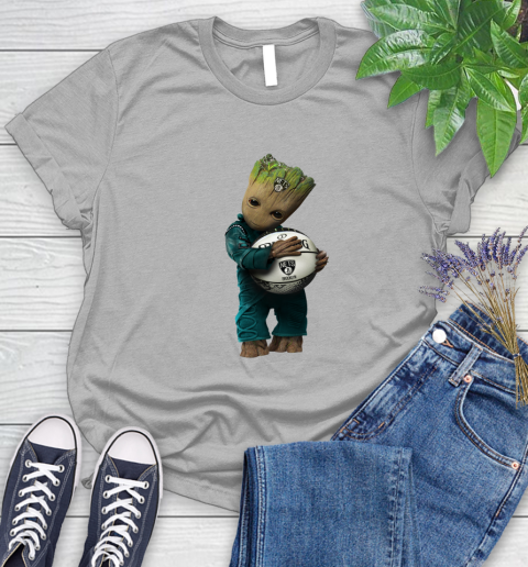 NBA Groot Guardians Of The Galaxy Basketball Sports Brooklyn Nets Women's T-Shirt 5