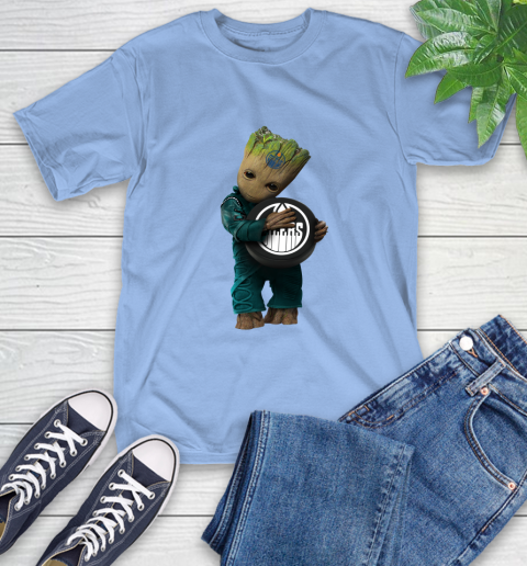 NHL Groot Guardians Of The Galaxy Hockey Sports Edmonton Oilers T-Shirt 11