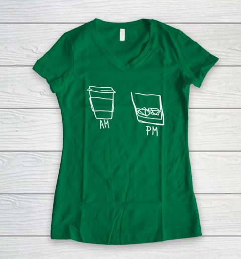 AM Coffee PM Win Women's V-Neck T-Shirt 3