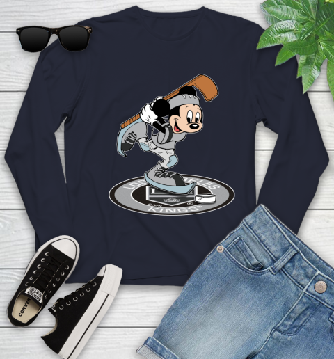 NHL Hockey Los Angeles Kings Cheerful Mickey Disney Shirt Youth Long Sleeve 3