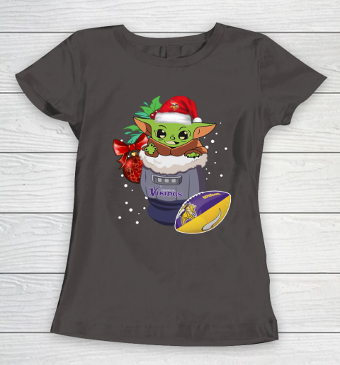 Minnesota Vikings Christmas Baby Yoda Star Wars Funny Happy NFL Women's T-Shirt 8