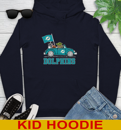 NFL Football Miami Dolphins Darth Vader Baby Yoda Driving Star Wars Shirt Youth Hoodie 4