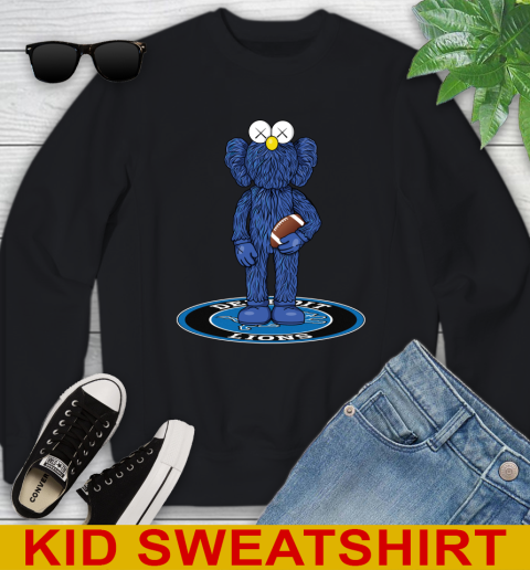 NFL Football Detroit Lions Kaws Bff Blue Figure Shirt Youth Sweatshirt 2