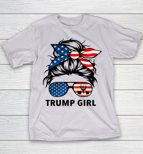 Trump Girl American Flag Glass Youth T-Shirt 2