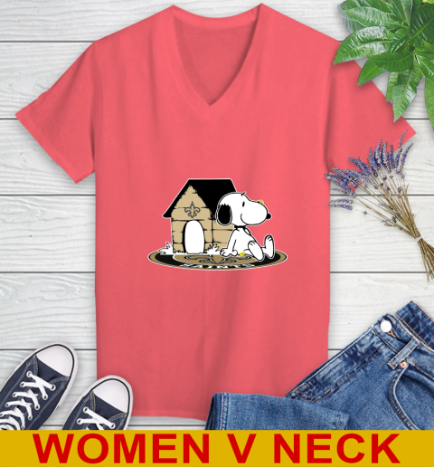 NFL Football New Orleans Saints Snoopy The Peanuts Movie Shirt Women's V-Neck T-Shirt 7