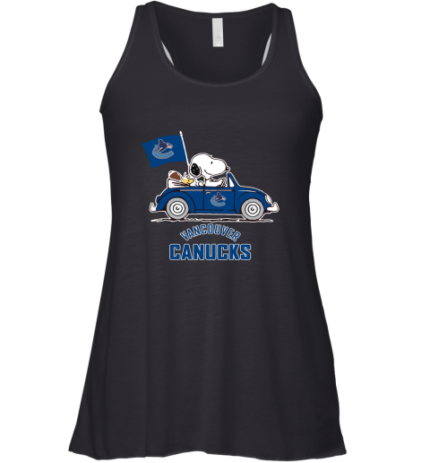 Snoopy And Woodstock Ride The Vaucouver Canucks Car NHL Racerback Tank