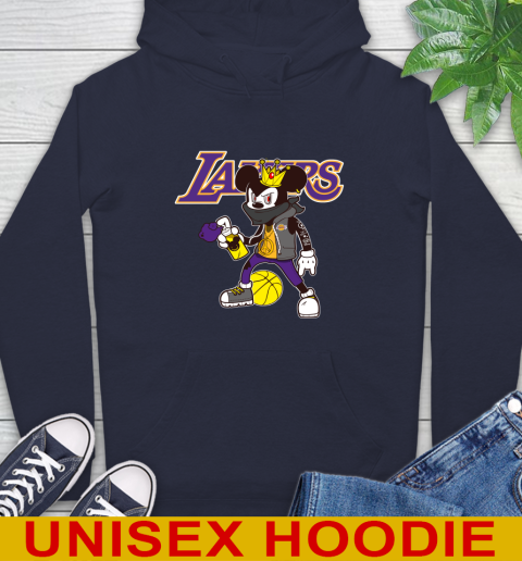 Los Angeles Lakers NBA Basketball Mickey Peace Sign Sports Hoodie 4