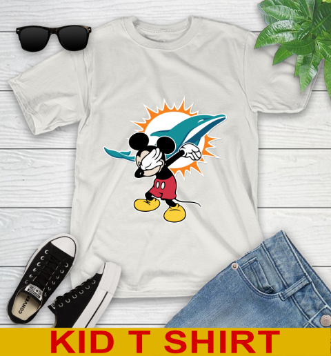 Miami Dolphins NFL Football Dabbing Mickey Disney Sports Youth T-Shirt 12