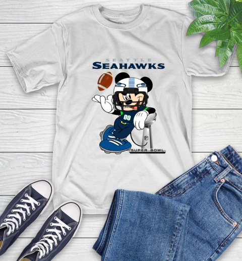 NFL Seattle Seahawks Mickey Mouse Disney Super Bowl Football T Shirt T-Shirt